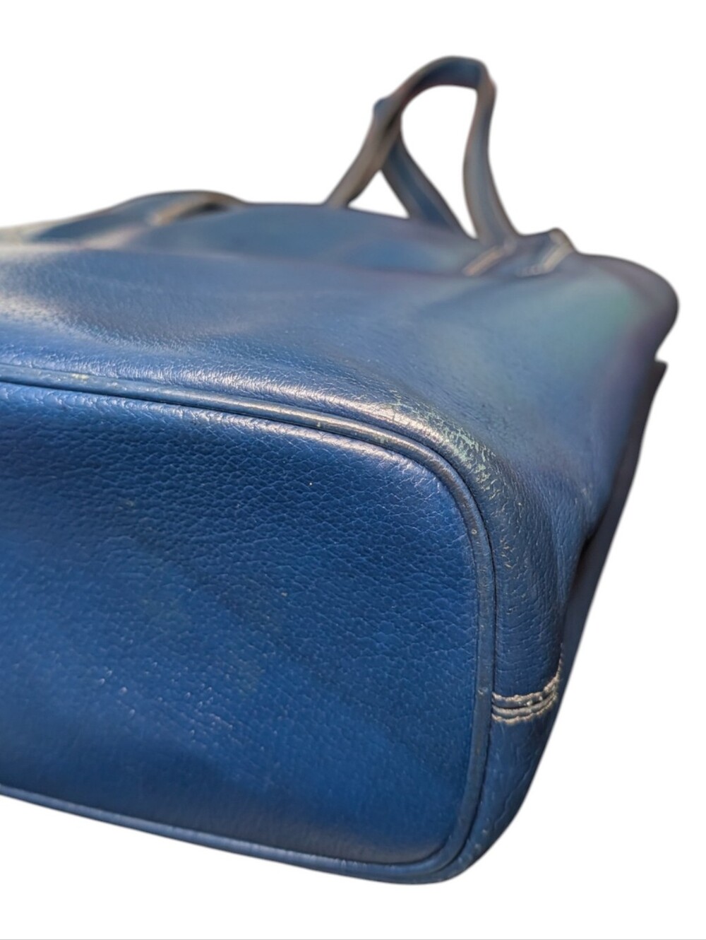 Vintage 80s Gucci Navy Blue Leather Shoulder Tote - Picture 8 of 11